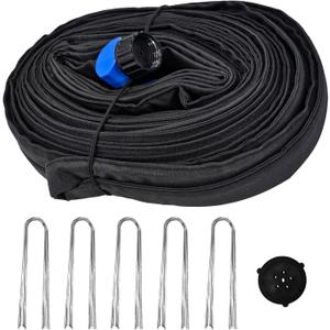 Garden Flat Soaker Hose Set, 1/2" x 72 ft Drip Hoses with 25pcs Stakes, Double Layer Drip Irrigation Tubing Save Water for Garden