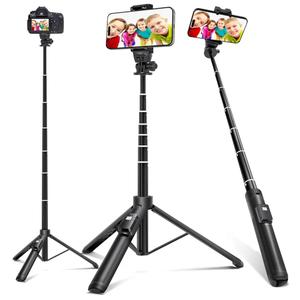 BZE 62 inches Extendable Selfie Stick Tripod with Wireless Remote & Phone Holder, Portable Aluminum Alloy 3 in 1 Stand for Group Photos, Vlogging & Travel Compatible with All Smartphones