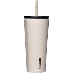 Corkcicle Cold Cup Insulated Tumbler with Straw - Keeps Drinks Cold for 12 Hours - Triple-Insulated Stainless Steel - Leak-Resistant Lid - Summer Drinkware Gift - 24 oz - Latte
