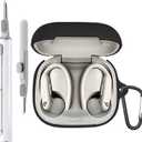 Case Compatible with Powerbeats Pro 2 Earbuds with Cleaner Kit, Soft Silicone Protective Cover for Beats Powerbeats Pro 2 with Carabiner Accessories Keychain (Black)