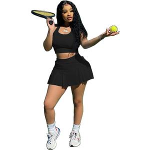 Womens Casual Sports 1 Piece Outfits Skirt Sets Athletic Mini Pleated Tennis Golf Skorts Skirts Activewear (Large, Sm9158-black) Womens Casual Sports 1 Piece Outfits Skirt Sets Athletic Mini Pleated Tennis Golf Skorts Skirts Activewear (Large, Sm9158-black)