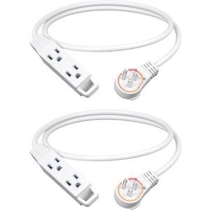 DEWENWILS 3FT 360 Rotating Flat Plug Extension Cord, 3 Prong Thin Power Strip, 16/3C 13A/125V/1625W, Rotating Plug for Indoor Narrow Space, SJT-3, ETL Listed, White, 2 Pack for Christmas