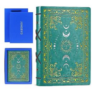 Sun & Moon Faux Leather Notebook,Hardcover Executive Notebooks for Women Men,320Pages Journal Notebook ,Vintage Sun & Moon Design, 1 Pack Green A5 (Sun Moon Green)