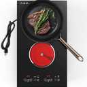 Electric Cooktop, Built-in and Countertop 2 burner Electric Burner for Cooking, 2400W 110V stove top,11 Power Settings, Timer and Child Safety Lock, LED touch control,Overheat Protection.