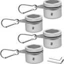Anovo Flag Pole Rings, Aluminum Alloy Flagpole Rings 360 Rotating Anti Wrap Flag Mounting Ring, Spinning Flag Pole Clips with Carabiner for 0.75-1.02 Inch Diameter- Pack of 4 (Matte Silver)