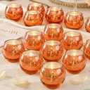 LAMORGIFT 9Pcs Burnt Orange Candle Holders- Mercury Glass Candle Holders for or Boho Wedding Centerpieces, Bridal Shower, Party Table Decor, Fall and Holiday Home Decoration