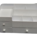 HBlife Makeup Organizer & Skincare Storage  Large Cosmetic Organizer with 3 Drawers, 8 Compartments Vanity Storage Box for Bathroom Counter, White