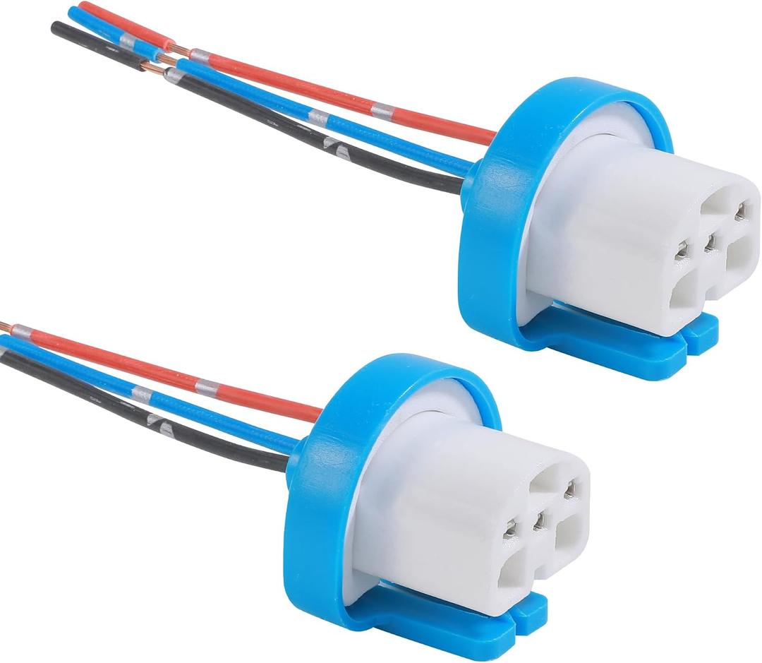 2PCS Headlight Harness,Car Accessories 3 Pin Ceramic Headlight Wiring Harness,Automotive Replacement Electrical Wiring Harnesses,Compatible with Lamps Models of 9007,9004,HB1,and HB5