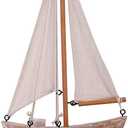 Linfevisi Wooden Sailboat Decorations Nautical Sail Boats Model Decoration Beach Coastal Ocean Themed Home Decor Ornaments Table Top Rustic Decorative Wood Sailing Boats Ships Nautical Decor 10.75" H