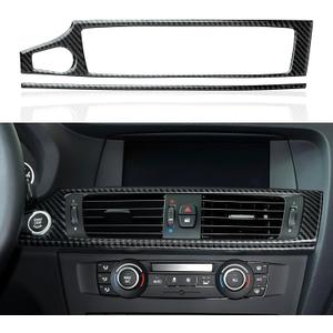 2PCS Car AC Frame Decal Carbon Fiber Sticker Trim Cover fits for BMW X3 F25 X4 F26 2011 2012 2013 2014 2015 2016 2017 2018 Accessories