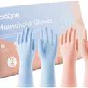 COOLJOB 2 Pairs Thickened Rubber Gloves with Cotton Lining & Non-slip Grip, Colorful Household Long Lasting Dishwashing Gloves for Kitchen & Bathroom Cleaning, Orange & Blue, Small