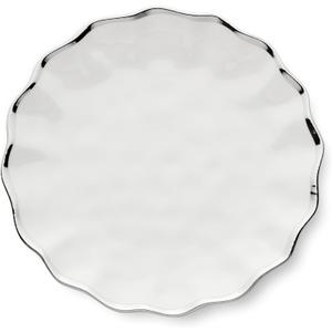 Regency Silver 11-Inch Porcelain Dinner Plates  Set of 4 Luxury Silver-Rimmed Dishes  Durable, Dishwasher-Safe Fine Tableware for Formal Dining, Holiday Gatherings & Everyday Kitchen Essentials