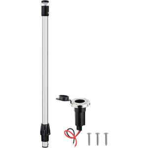 Marine LED Navigation Light, 360-Degree All Round Stern Anchor Light, Removable Pole with Base for Boats,Anti Oxidation Anode Aluminum Tube(Plug In Base, 24 Inchs)