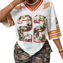 MakeMeChic Women's Football Jersey Shirts Soccer Jersey Number Oversized Y2K Tee Tops, Large