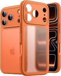 Design for iPhone 17 Pro Max Phone Case - Shockproof Military Grade Drop Protection, Protective Hard Back Slim Translucent Matte Case for iPhone 17 Pro Max 6.9'', Frosted Orange