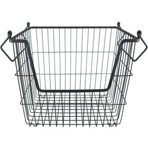 DII Metal Wire Mesh Stackable Utility Storage Bin, Large Rectangle, 13x10x11", Black