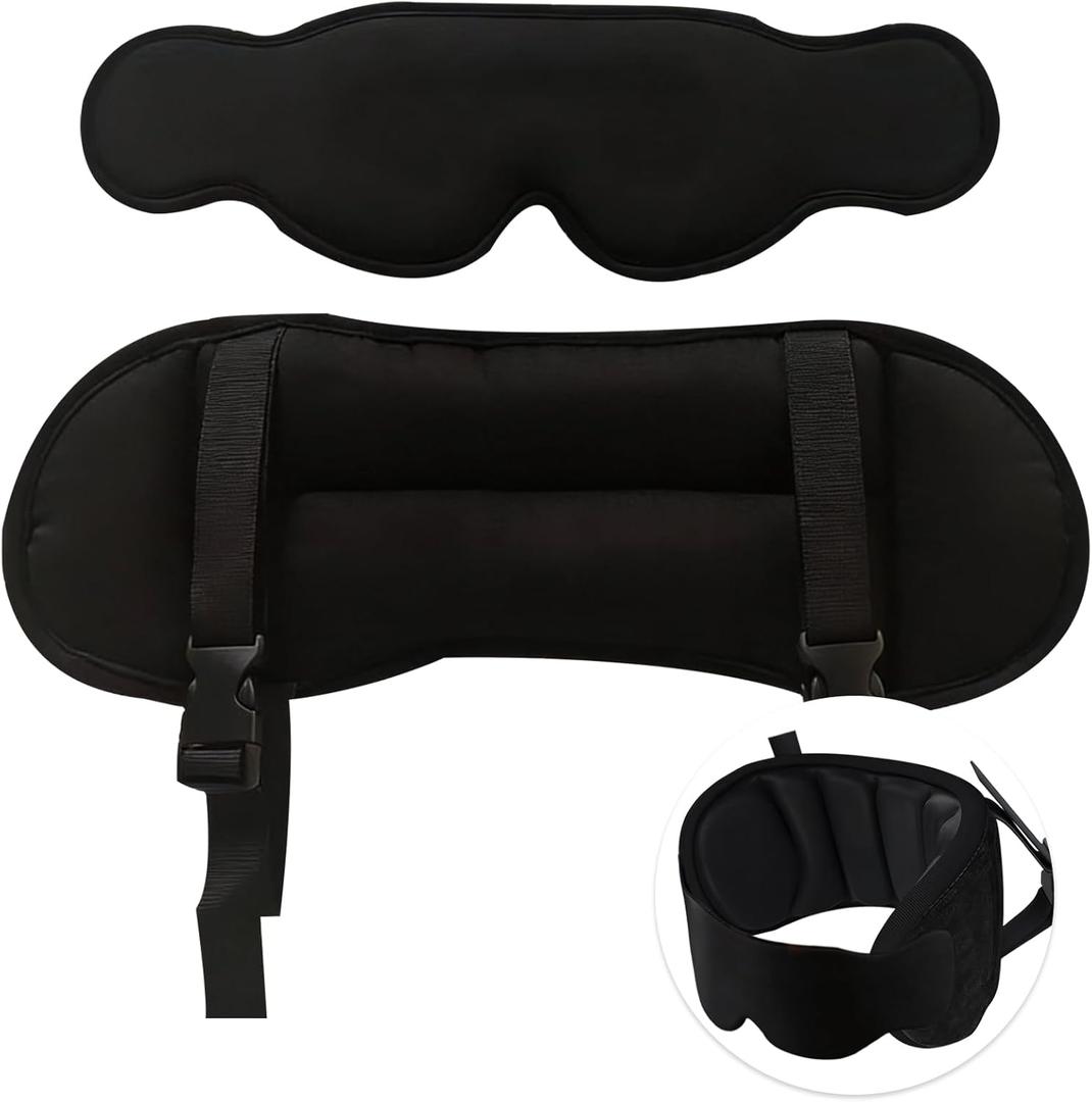 KUNAL Travel Pillow,Airplane Pillow for Long Flights, Car Road Trip,360 Head Support,Airplane Head Strap for Sleeping with 3D Eye Mask,Prevent Head Bobbing