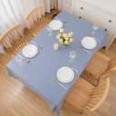 LIBERECOO 60" Square Vinyl Tablecloth with Flannel Backing, Blue Stripe Stain-Resistant Tablecloths Waterproof Oil-Proof Wipeable Table Cover for Indoor/Outdoor Picnic, BBQ