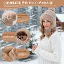 3 in 1 Beanie Hat for Women - 2025 New 3 in 1 Beanie Hat with Scarf and Mask, Fleece Lined Knit Windproof Scarf Hat (Black)