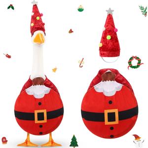 Sanwuta Santa Porch Goose Outfit for 23'' Cement Spring Porch Geese Costume Graduation Wedding Patio Yard Outdoor Decor for Mother's Day Father's Day Teachers