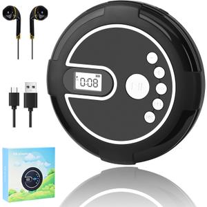 Portable CD Player with Dual Stereo SpeakersRechargeable Discman with Anti-Skip Protection, CD Player for Car and Travel by Rindol