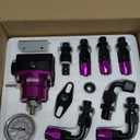 Adjustable Universal EFI Fuel Pressure Regulator Kit with 0-160psi Fuel Pressure Gauge and AN6-6AN Fuel Line Hose Fitting Connectors Kit (PURPLE)