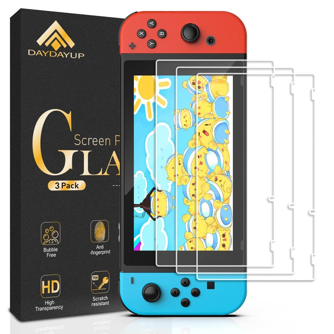 daydayup [3 Pack] Tempered Glass Screen Protector Compatible with Nintendo switch - Transparent HD Clear Anti-Scratch Screen Protector Skin Set for Nintendo Switch (6.2")