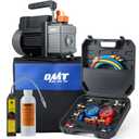 Orion Motor Tech AC Vacuum Pump and Gauge Set, 1/3 hp 4 cfm Vacuum Pump Manifold Gauge Kit with Leak Detector 3 Hoses & Accessories for R134a R12 R22 R502, A/C Vacuum Pump Kit for Auto HVAC Systems