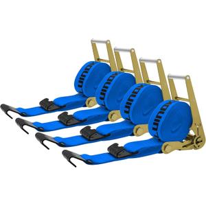 4Pack 4 inch Ratchet Straps Flatbed 4x30 Truck Strap with Flat Hook for Flatbed Trailer Winch Strap Heavy Duty 4 inch Ratchet Straps Flatbed Blue, 4 Inches X 360 Inches