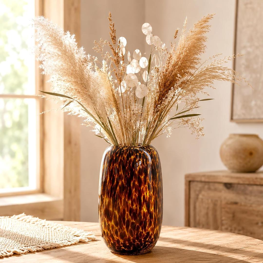Amber Glass Vase, Tortoise Shell Vase, Leopard Vase, 9 Styles