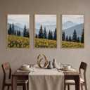 HPNIUB Large Boho Wildness Sunflower Framed Canvas Wall Art Set -24"x36"x3