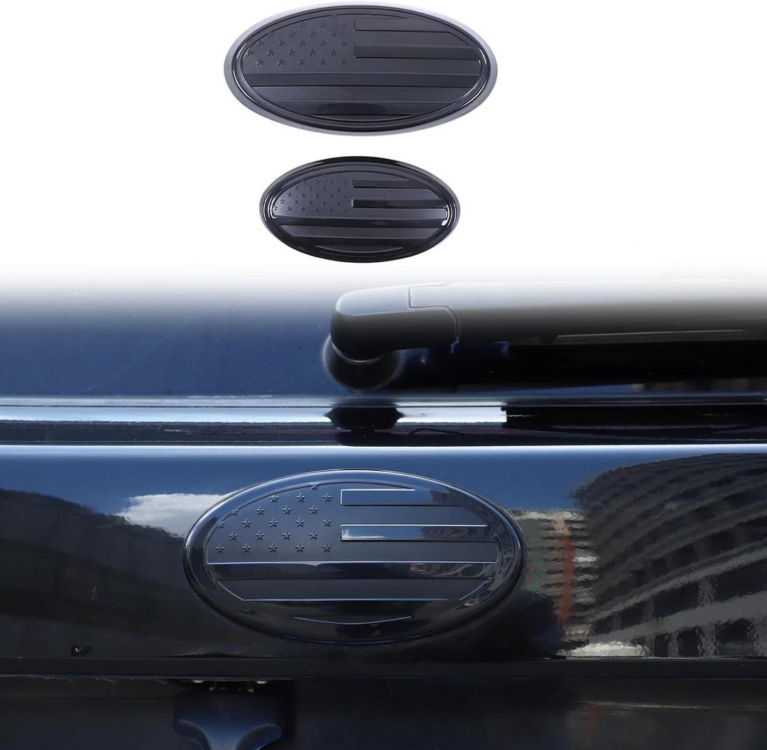 Car Front Rear Emblems Trim Cover Compatible with Subaru Outback 2021-2026ABS Car Front Rear Logo Trim CoverFront Grille and Tailgate American Flag Decoration Emblems Accessories