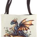 Dragon Librarian Books Flowers Reading Bookish Book Lover Tote Bag (16 inches)