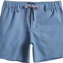 maamgic Men's 5/7 Inch Casual Classic Fit Shorts with Multi-Pocket Quick Dry Sports Shorts (Blue, M)