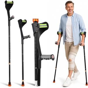 Adult Forearm Crutches 2-Pack, Foldable Adjustable 36"-46"