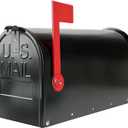 Black Galvanized Steel Post-Mount Mailbox, 19 x 8.7 x 6.7 inches, Standard Mail Box,Medium Capacity,Mailboxes for Outside Post Mount