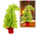 2.95FT Whimsical Christmas Tree, Small Artificial Lime Green Tree for Home Decor, Indoor Bendable Faux Tree Xmas Holiday (Lime Green)