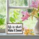 Life is Short Make it Sweet Wooden Box Sign Desk Decor,Rustic Farmhouse Love Sign Wood Block for Home Bedroom Shelf Tabletop Wall Decor