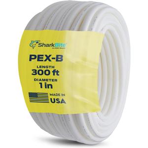 SharkBite 1 Inch x 300 Feet White PEX-B, PEX Pipe Flexible Water Tubing for Plumbing, U880W300