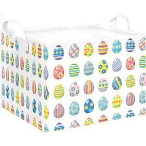 TUZIANAN Easter Basket Empty,Large Easter Egg Basket for Kids Gifts Baskets Cute Foldable Waterproof Lining Collapsible Organizer with Handles for Home Closets Shelf Offices,Bedrooms,Dorm