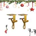 2-in-1 Fireplace Wreath Hanger for Wreaths, Adjustable Heavy-Duty Hooks, No Drilling Required, Fireplace Shelf and Christmas Stocking Hanger (Gold*2)