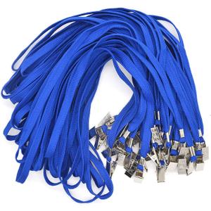 Bird Fiy 50 Pcs Cotton Lanyards Bulldog Clip 32-inch Flat Braid Neck Lanyard for Id Cards/Badges