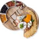Cheese Board Set - Charcuterie Board Set and Cheese Serving Platter - Made from Acacia Wood - Mothers Day Gifts Optimal - US Patented 13 inch Cheese Board and Knife Set for Entertaining and Serving