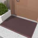 Fowooyeen Outdoor Door Mat, 30'' x 17'' Silicone Scraper, Sturdy Non-Slip Washable Weatherproof Low-Profile Shoe Cleaner for Indoor Entrance, Red