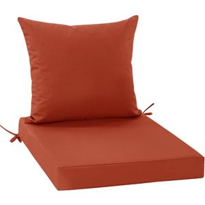 Set of 2 Summsun Waterproof Patio Cushions for Outdoor Furniture, Fade Resistant Back Pillow and Seat Cushion Set for Couch Replacements, 19 x 19 Inch, Rust 