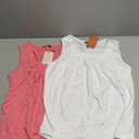 Arolina Summer Tank Tops for Women Loose Fit Cute Square Neck Sleeveless Tops Curved Hem Flowy small, White and pink 