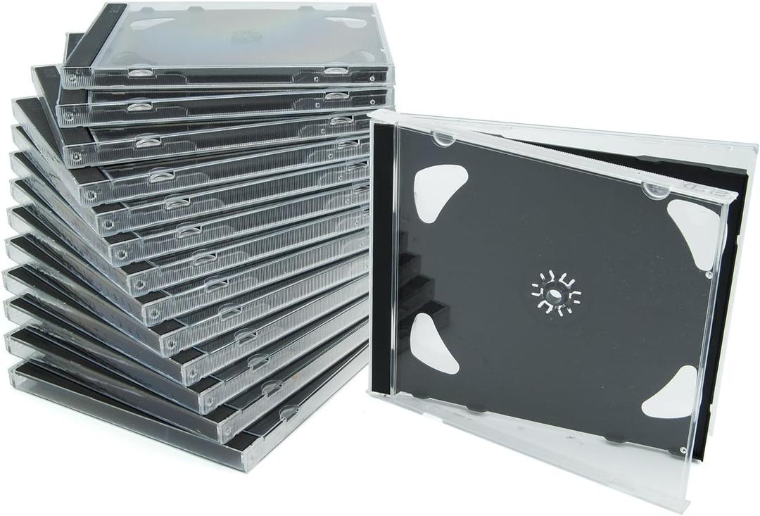 CD DVD Blu Ray Jewel Case with Black Tray Pack of 25