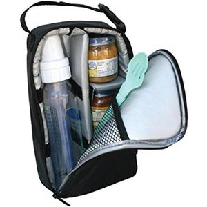 J.L. Childress Pack 'N Protect for Baby Bottles - Insulated Breast Milk Cooler Travel Bag for Moms, Portable Storage for Glass Baby Bottles & Food Containers, For Daycare or On the Go - Black