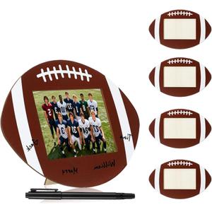 Football Picture Frame 6 x 10 Inch Football Pattern Photo Frames Wooden Photo Frames Display Photos for Tabletop Home Hotel Office Decor for Sports Theme Party Gifts (Football—4 Pcs)