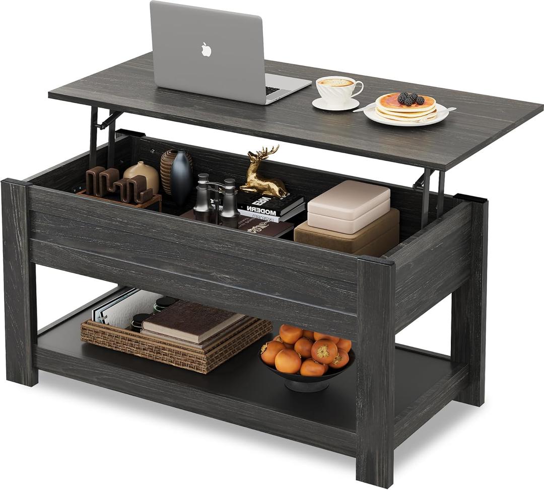 WLIVE Coffee Table, 39" Lift Top Coffee Table with Hidden Compartment and Storage Shelf for Living Room, Espresso (38 inches)